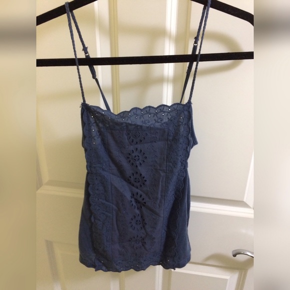 American Eagle Blue crochet tank