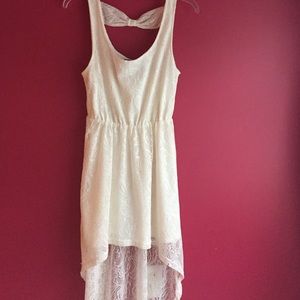 White lace high low dress