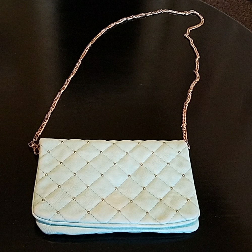 Leather Crossbody Clutch with Gold Studs