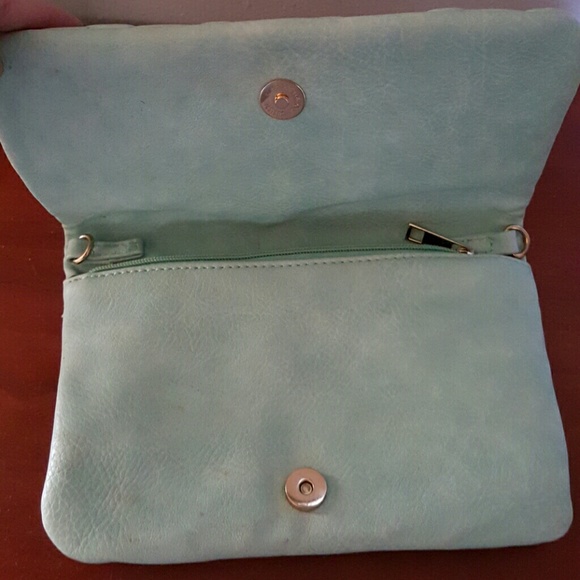 Leather Crossbody Clutch with Gold Studs - Picture 2 of 4