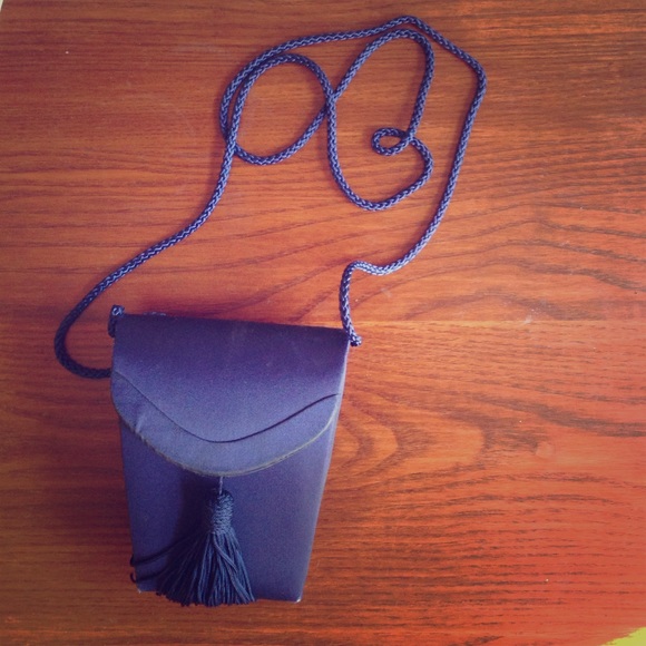 Blue Satin Mini Purse with Tassle