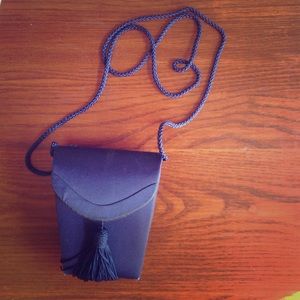 Blue Satin Mini Purse with Tassle