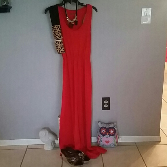 Red tank maxi dress