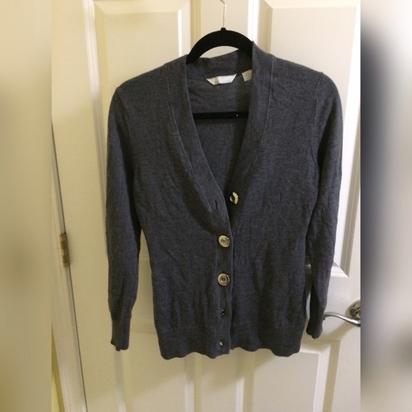 Dark grey cardigan with silver buttons