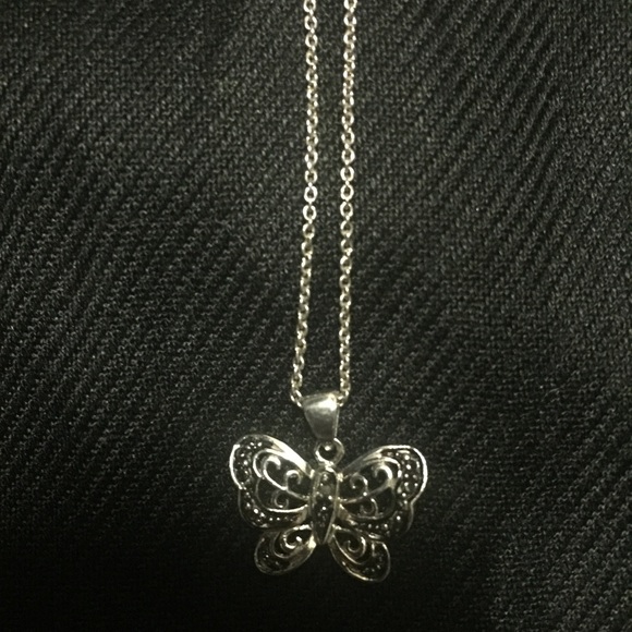 Black diamond butterfly necklace!