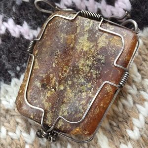 Sterling wire wrapped Genuine Amber