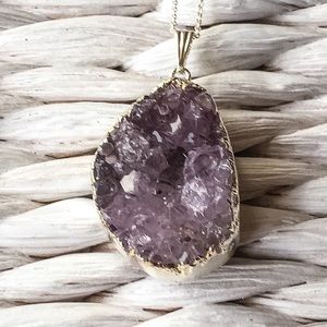 Sale Jewelry Amethyst Druzy Agate Necklace