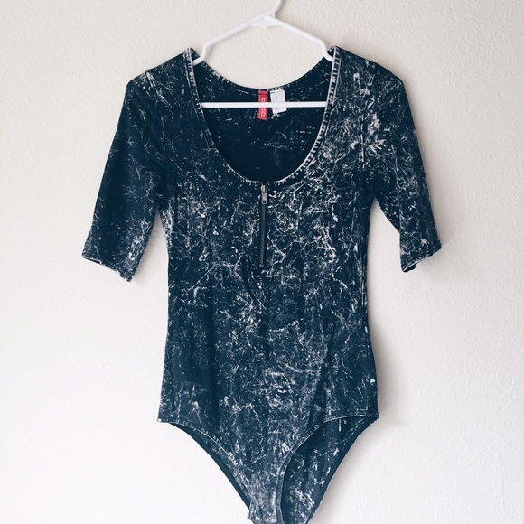 • new • Acid Wash Body Suit - Charcoal