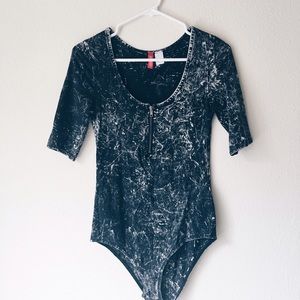 • new • Acid Wash Body Suit - Charcoal