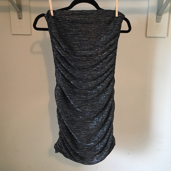 Black & Silver Express Rouched Party Dress