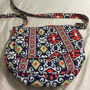 Vera Bradley blue and orange crossbody purse large
