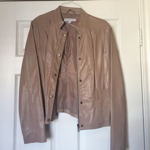 Tan colored faux leather jacket