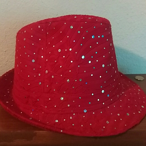 Red fedora with silver gems