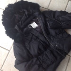 Bebe modern funnel puffer jacket black