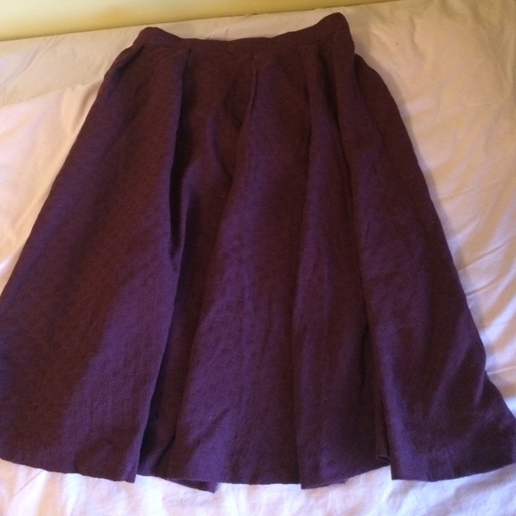 Purple Polka dot tweed full pleated skirt