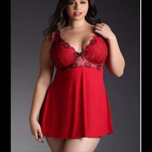 Torrid Red Microfiber and Lace Chemise Size 2