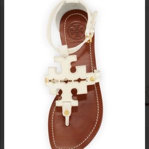 Tory Burch Logo Thong Sandal, Ivory size 8