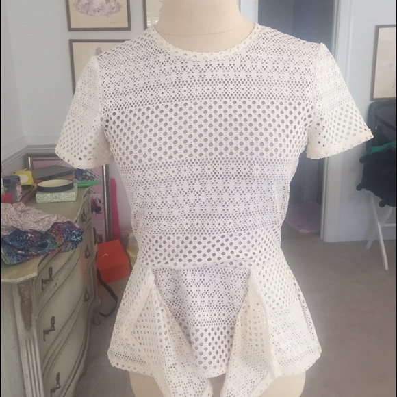 Joie Vicktoria Top - S stretch white peplum - Picture 3 of 3