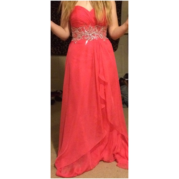 Watermelon/ pink prom dress