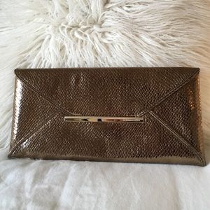BCBG Bronze Snakeskin Envelope Clutch