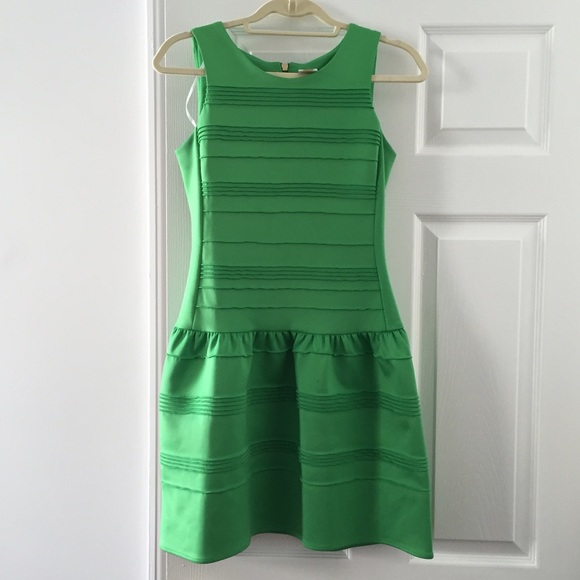 Green drop waist dress