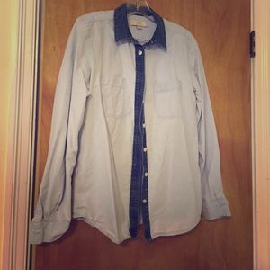 Two tone denim button down