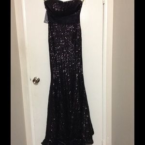 Long  Maxi sequined formal black dress Size 1