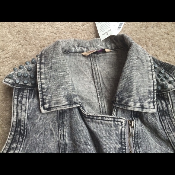 Studded denim motorcycle Vest