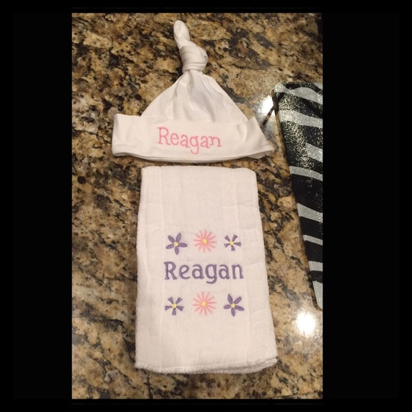 REAGAN EMBROIDERED TOWEL & HAT, CUTE!