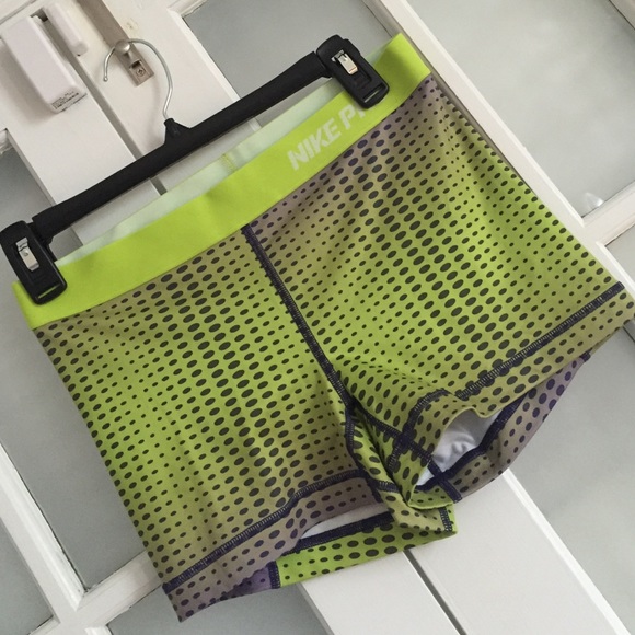 Nike Pants - Green/purple patterned Nike compression shorts!