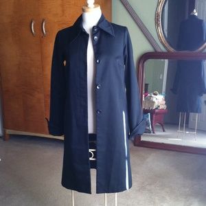 Black knee-length Trench Coat, all season jacket.