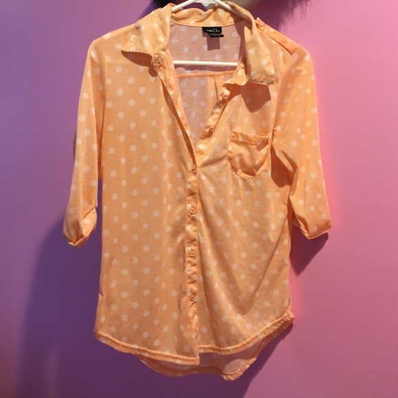 Cute orange and white polka dot shirt