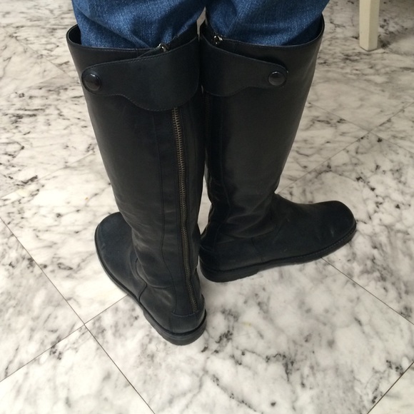 Black knee high leather boots