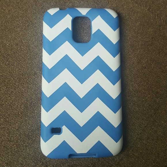 Samsun s5 cell phone case - blue and white chevron