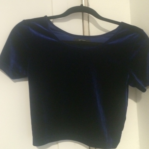 Navy Blue Velvet Top