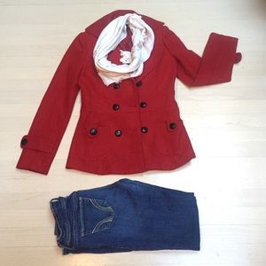 Red Forever 21 Pea Coat