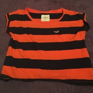 Orange and navy blue half shirt from Hollister