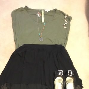 🏁TRADE🏁Army Green Tee Shirt with Back Zipper