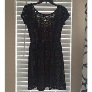 Black all over lace dress with nude lining!
