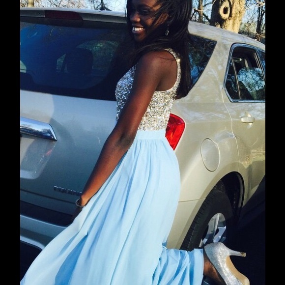 Aqua Dresses Blue Prom Dress Size 0