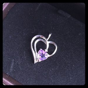 Stunning amethyst heart necklace diamond accent