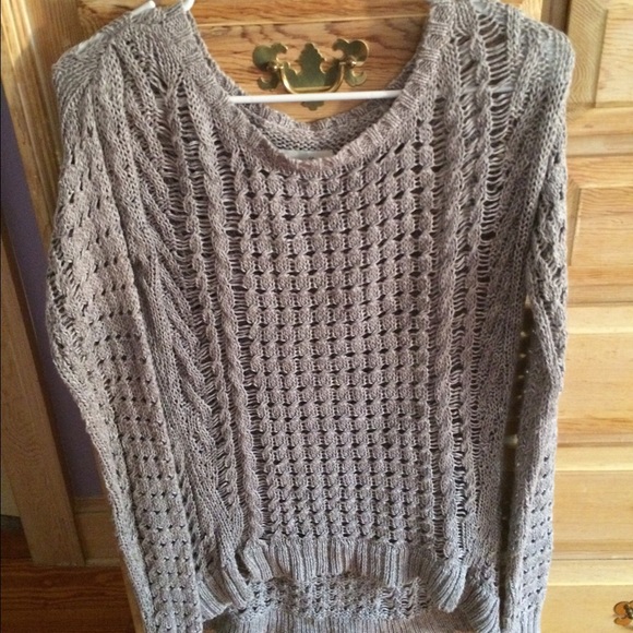 American Eagle Grey Eyelet Sweater