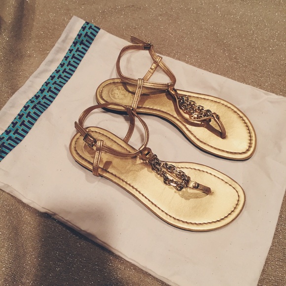 TORY BURCH gold goddess sandals