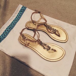 TORY BURCH gold goddess sandals