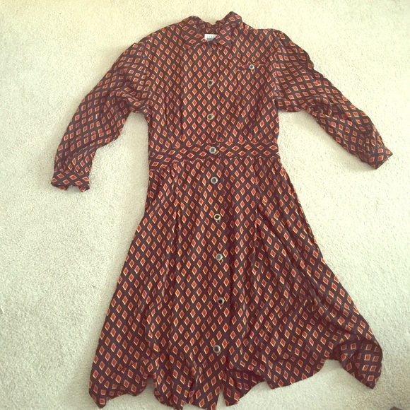 Vintage 80's Leslie Fay button up dress size 12