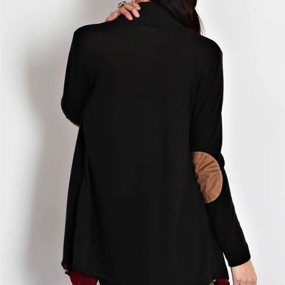 Plaid Open Cardigan with Sleeve Patches - Picture 2 of 2