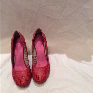 Unlisted red cutout leather wedge