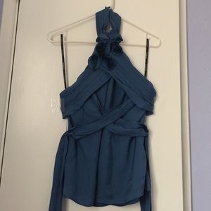 Bebe- silk halter with flower detail
