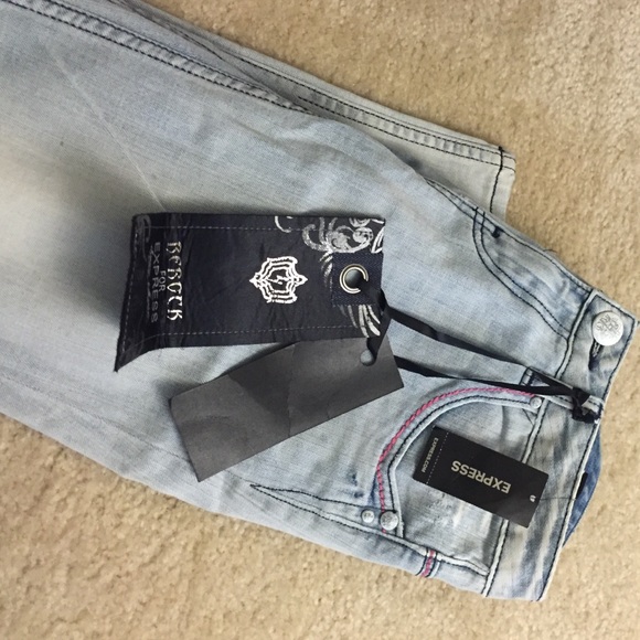 Light distresses Express ReRock jeans size 6