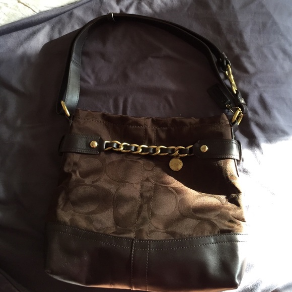 Brown- Gold Accent Coach Bag